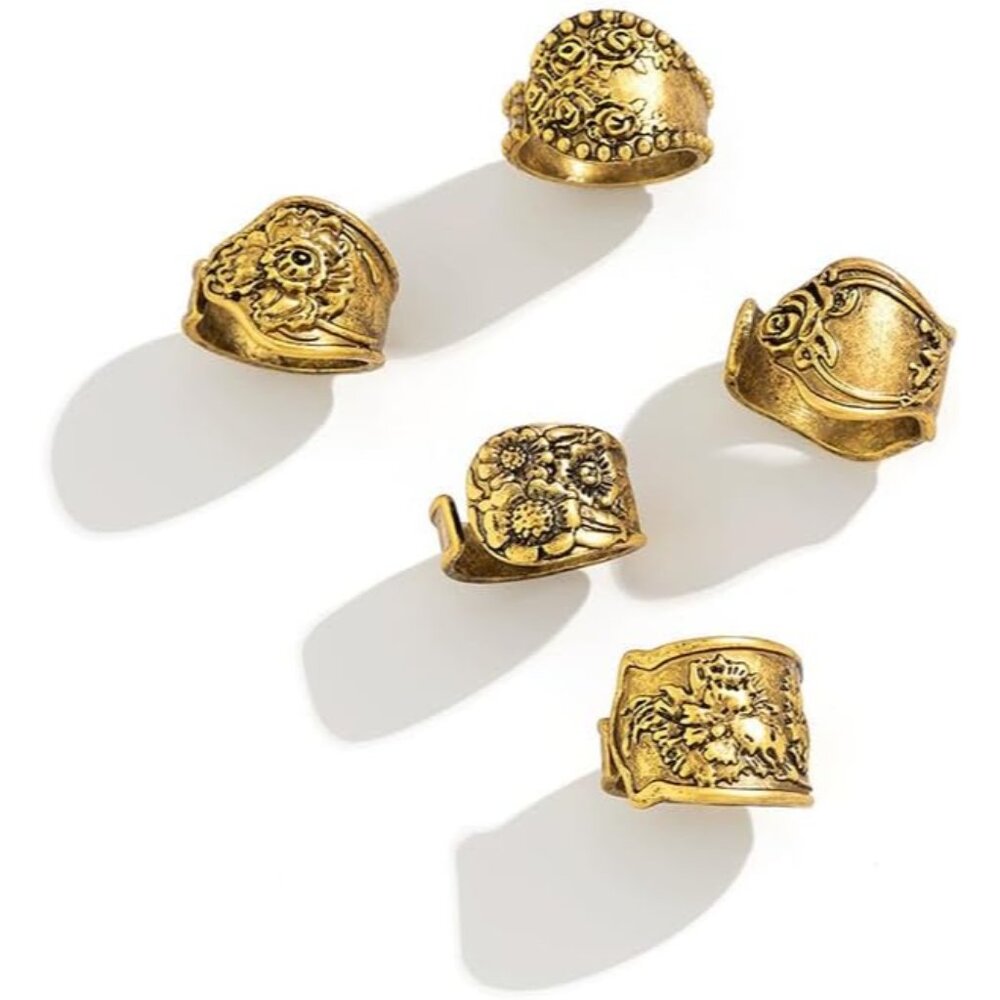 Lightweight Gold & Silver Stackable Ring Set - Tr… - image 5